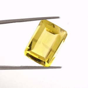 14.70 Carat Natural Lemon Quartz Loose Gemstone | Size 13X18 MM Octagon Shape Lemon Quartz | Faceted Lemon Quartz Best For Jewelry Making