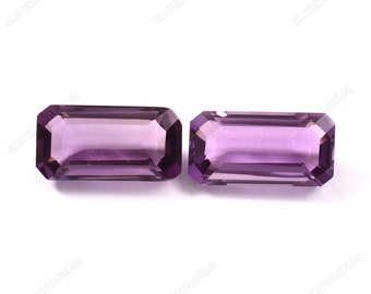 Natural Amethyst Gemstone | 7X14 MM Octagon Shape Faceted Gems | AAA Quality Pair Gemstone | Certified February Birthstone Best For Jewelry