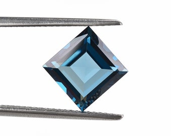 10X10MM Square Natural London Blue Topaz Gemstone | Emerald Cut Square Loose Gemstone | Faceted Blue Topaz | December Birthstone For Jewelry