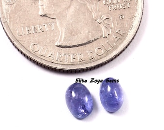 4X6 MM Oval Natural Tanzanite Cabochons | 0val Shape Tanzanite Cabochon Pair | AAA Quality December Birthstone Best For Jewelry Making |