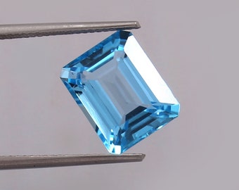 10X12 MM Size Natural Swiss Blue Topaz | Octagon Shape Loose Gemstone | Emerald Cut Swiss Blue Topaz | Ring Size Gemstone | Best For Jewelry