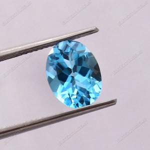 8X10 MM Oval Shape Natural Swiss Blue Topaz Gemstone | Faceted Cut Swiss Blue Topaz Gems | AAA Quality Gemstone | Best For Jewelry Making |