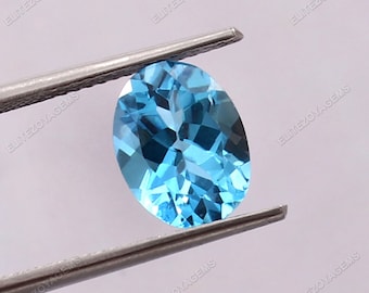 8X10 MM Oval Shape Natural Swiss Blue Topaz Gemstone | Faceted Cut Swiss Blue Topaz Gems | AAA Quality Gemstone | Best For Jewelry Making |