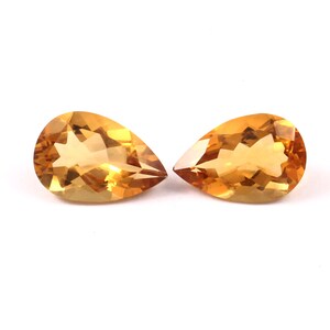 100% Natural Pear Shape Citrine Gemstone Pair | 10X15 MM Faceted Cut Citrine Gemstone | November Month Birthstone Best For Jewelry Making |