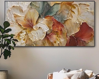 Elegant Abstract Ethereal Floral Neutral Tones Textured Wall Art Exquisite Abstract Oil Painting Botanical Wall Art Modern Living Room Decor