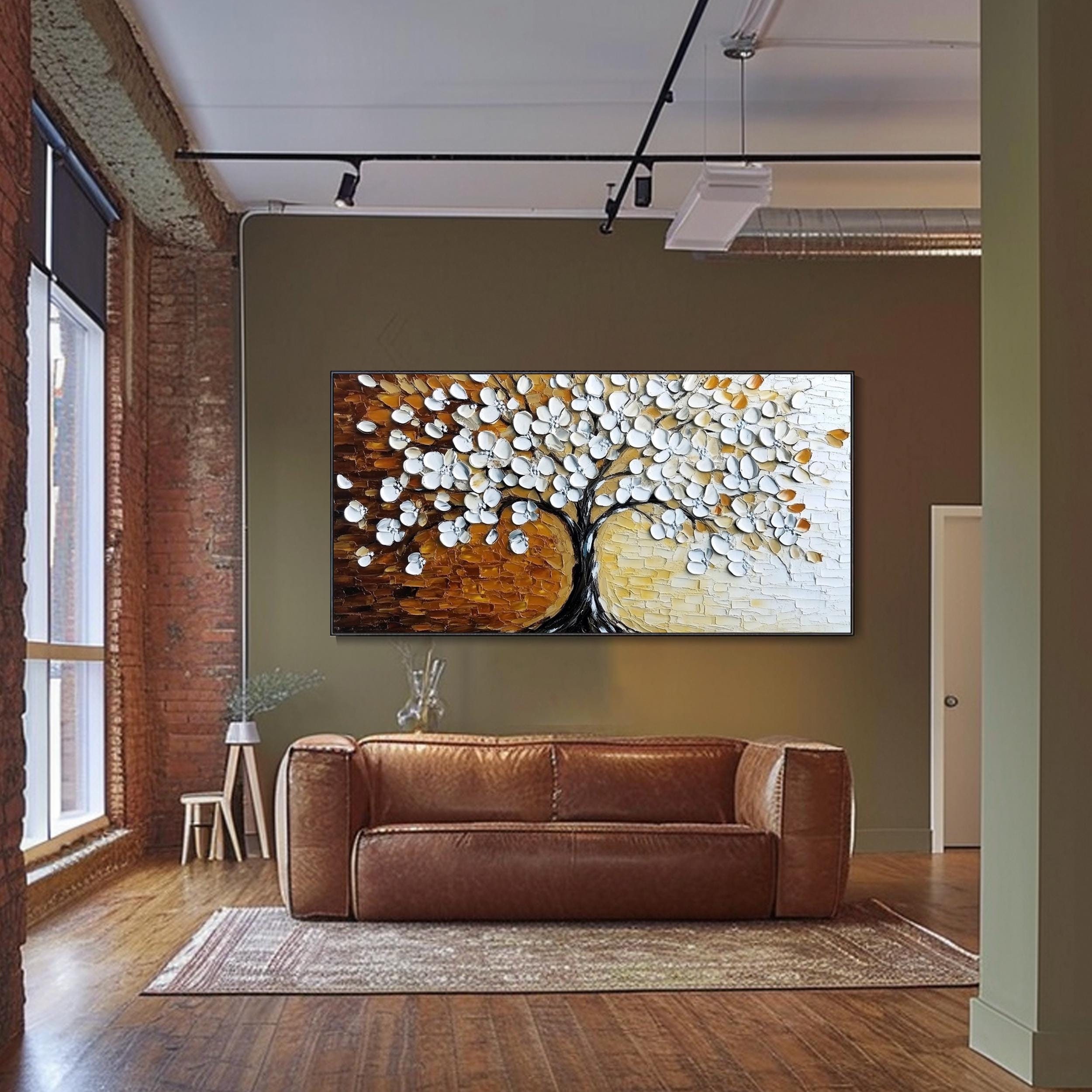 Large Blooming Tower Tree Painting On Canvas Original 3D Textured Tree Artwork Contemporary Tree Art Stunning Paintings Living Room Wall Art