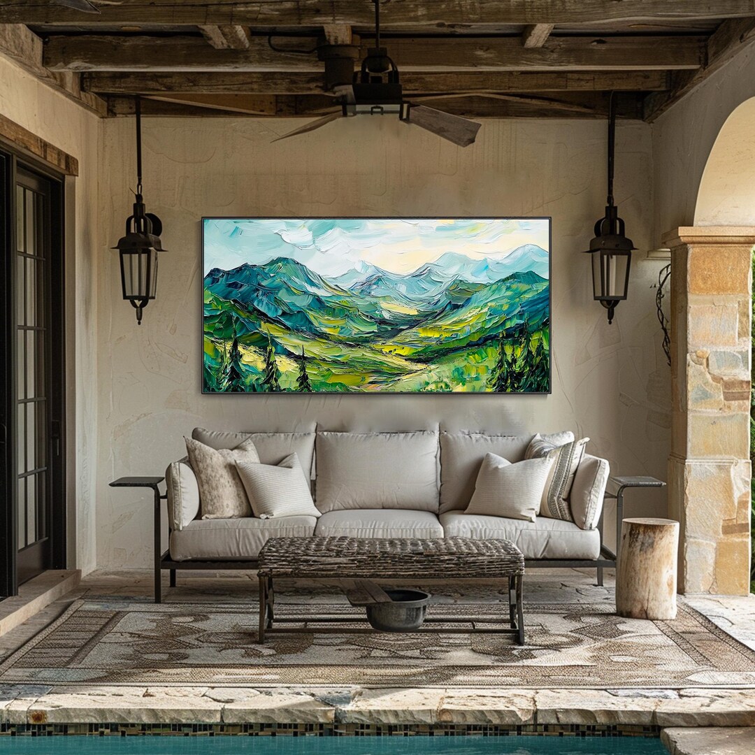 Original Green Landscape Textured Wall Art Oil Scenery Painting on ...