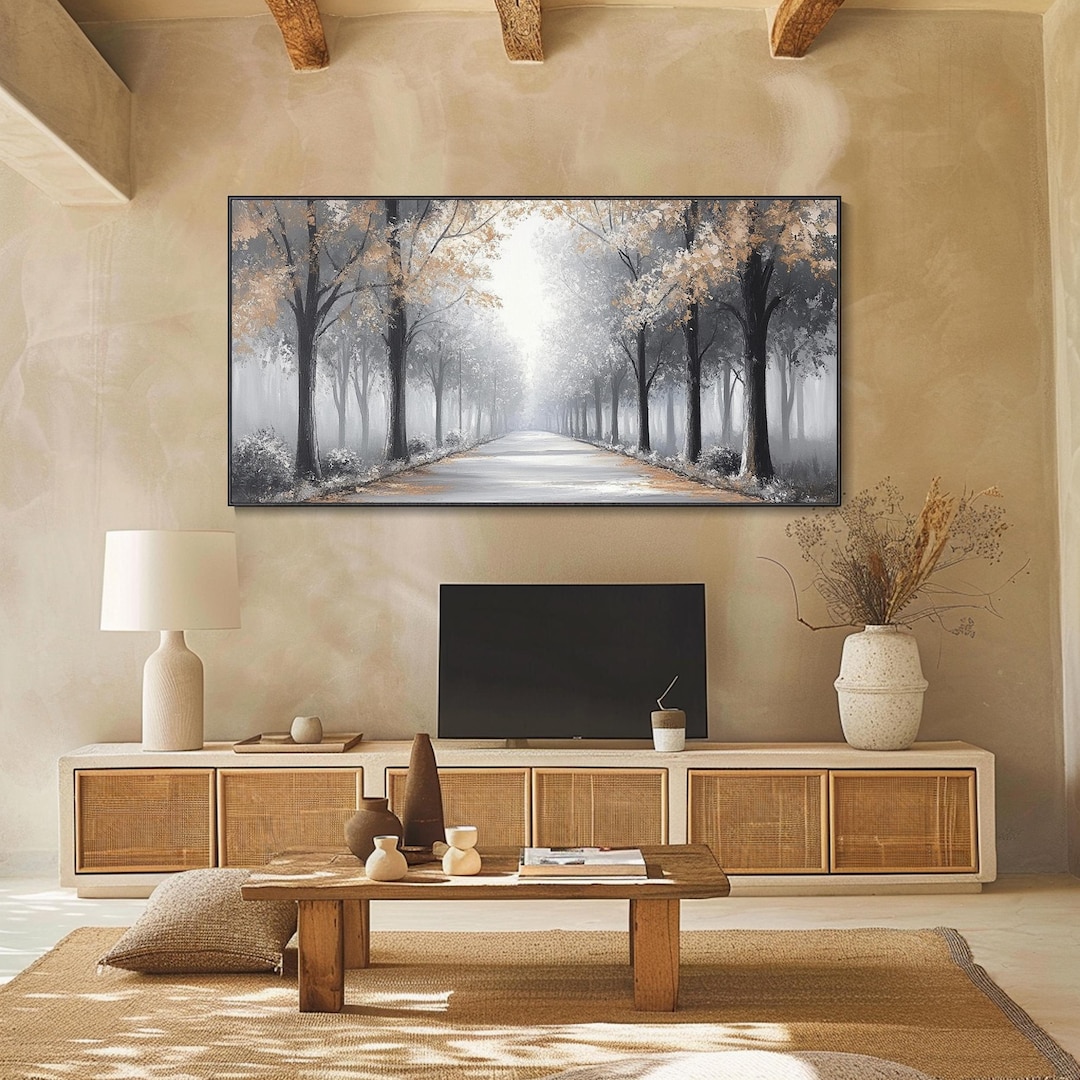 Oil Painting on Canvas Original Autumn Forest Art 3D Trees Textured