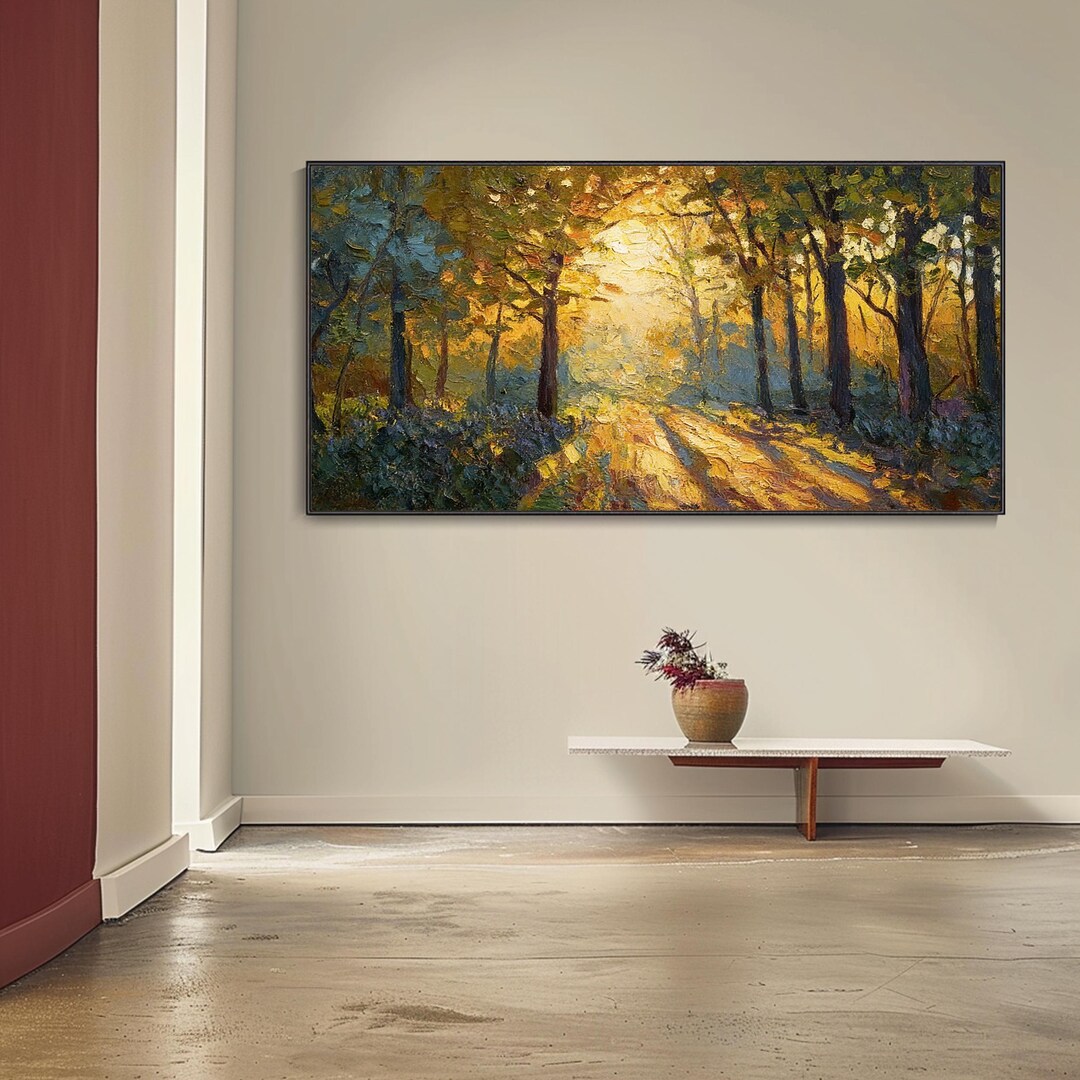 Original Textured Wall Art | Oil Painting of a Green Forest on Canvas ...