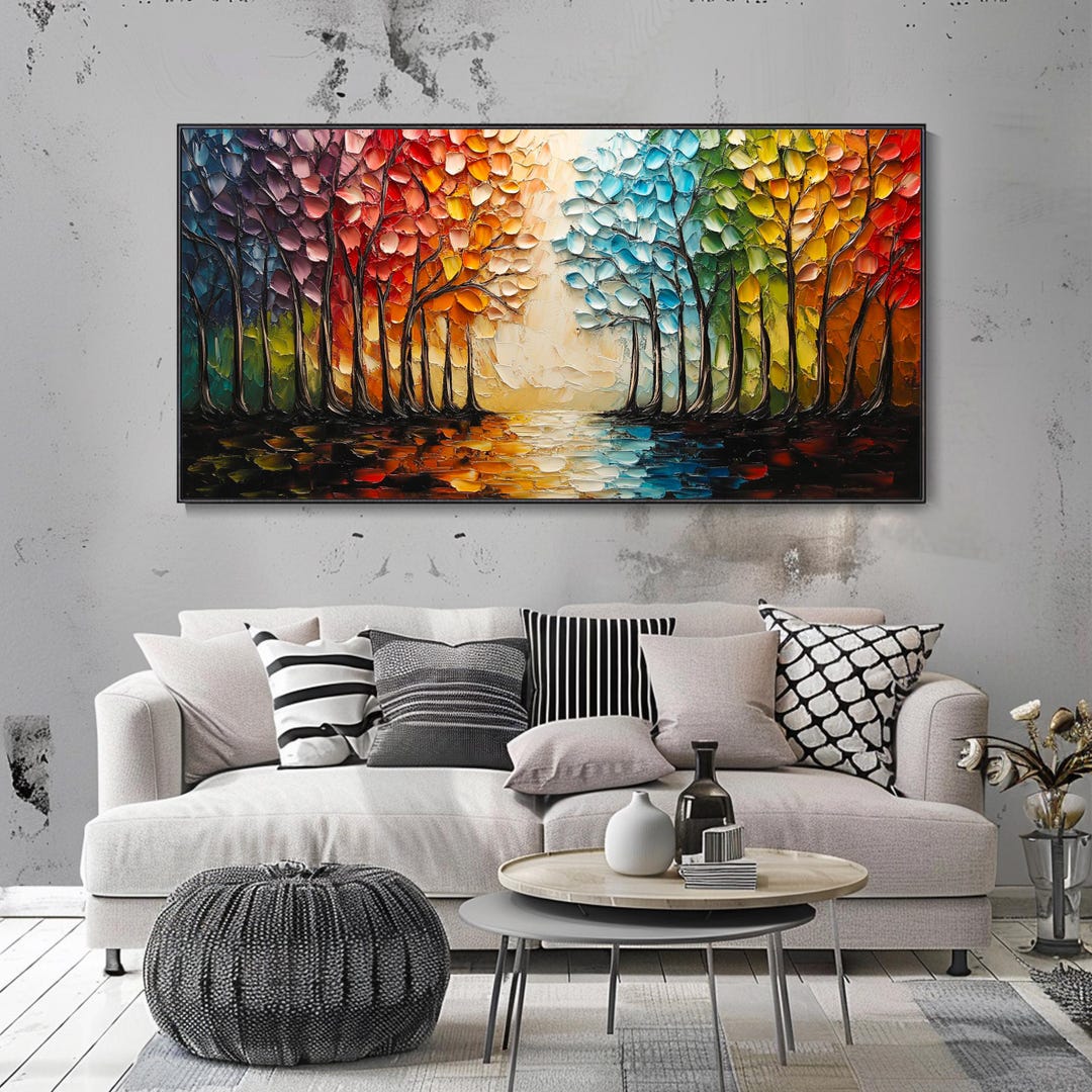 Original Color Forest Texture Landscape Painting on Canvas 3D Abstract ...