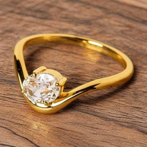 Oval Moissanite Solitaire Ring 14k Solid Gold Floating Gem Ring East West Unique Sideway Unique Floating Wedding Ring Birthday Gift For Her