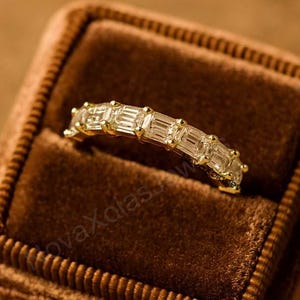 Baguette Moissanite Eternity Band Half Eternity Ring Stacking Wedding Band For Women Anniversary Gift For Her Statement Jewelry Ring