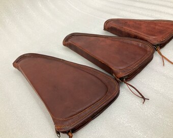 Handmade full grain leather gun cases small medium large size pistol cover riffle cover gift for him personalized design
