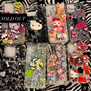 Fundas prefabricadas de Hello Kitty, fundas para teléfono con brillo, fundas para teléfono Sanrio, fundas para teléfono Kawaii