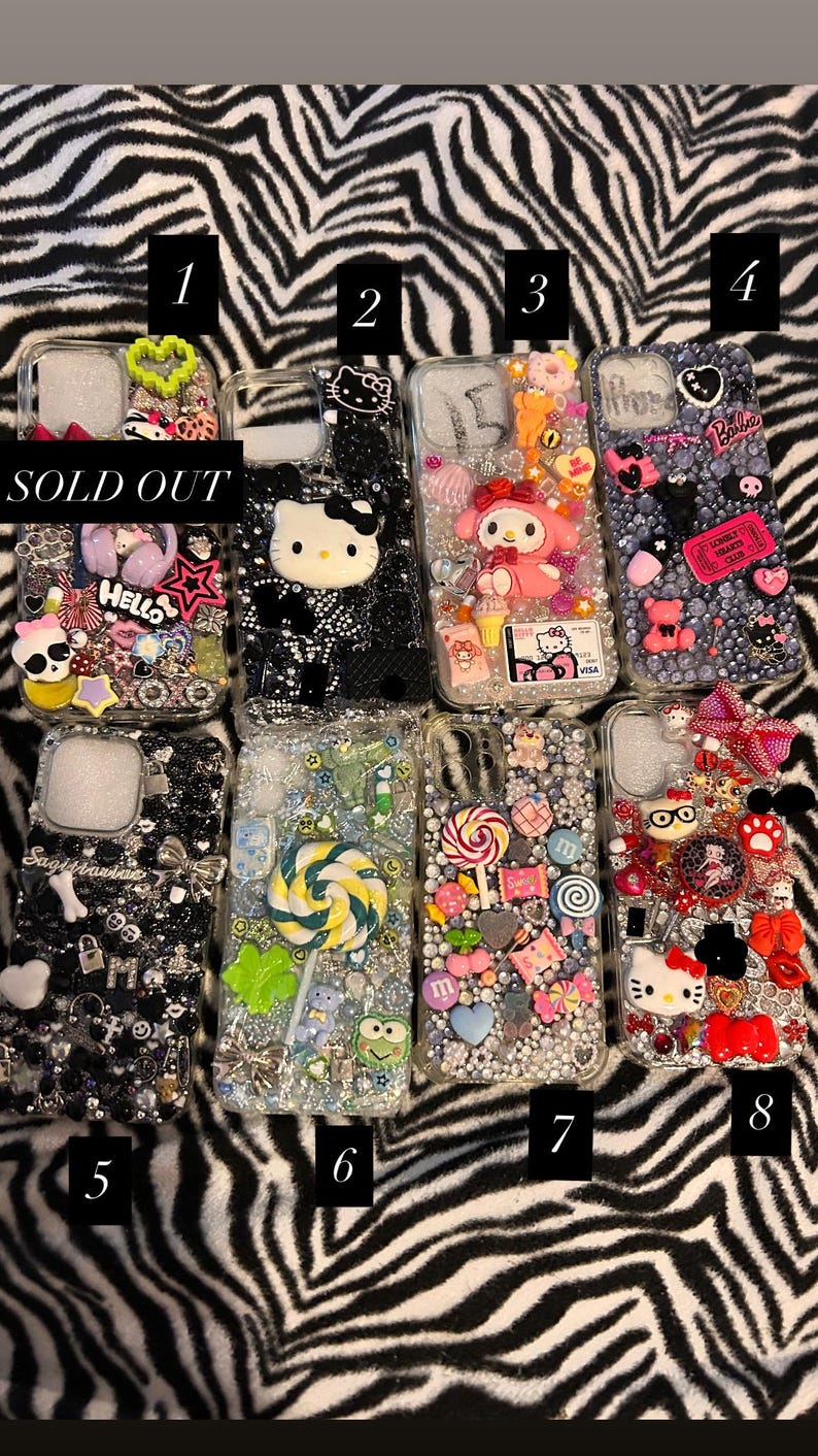 Premade junk cases Hello Kitty, phone case bling phone case Sanrio phone case Kawaii phone case image 1