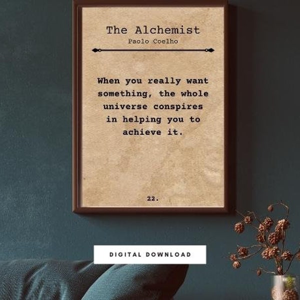 The Alchemist Printable Quote, Book Quote Wall Art, Paulo Coelho Quote, The Alchemist Paulo Coelho Print,Book Page Print,The Alchemist Quote