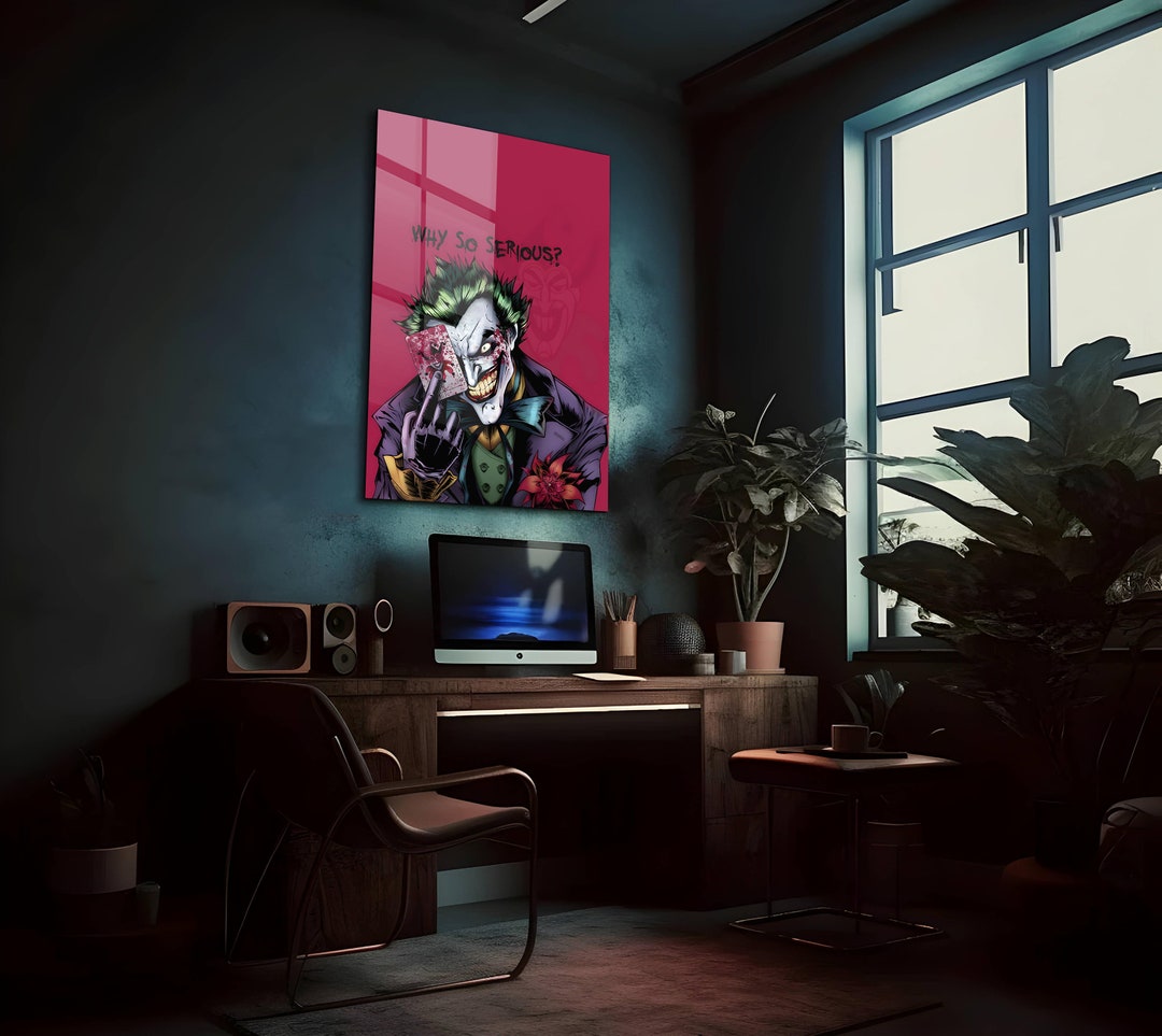 The Joker Wall Artjoker Postermovie Wall Arttempered Glass Etsy