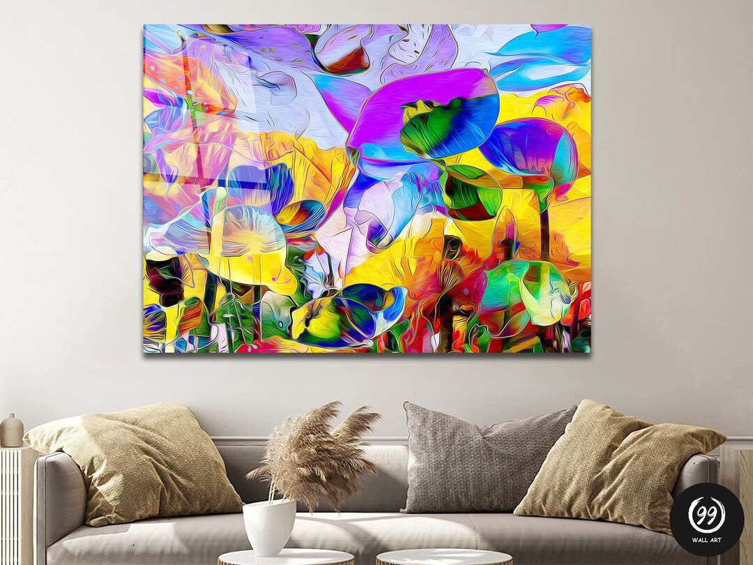 Color Decor Abstract Colorful Abstract Tempered Glass Art, Modern Wall Hanging, Home Decor ...
