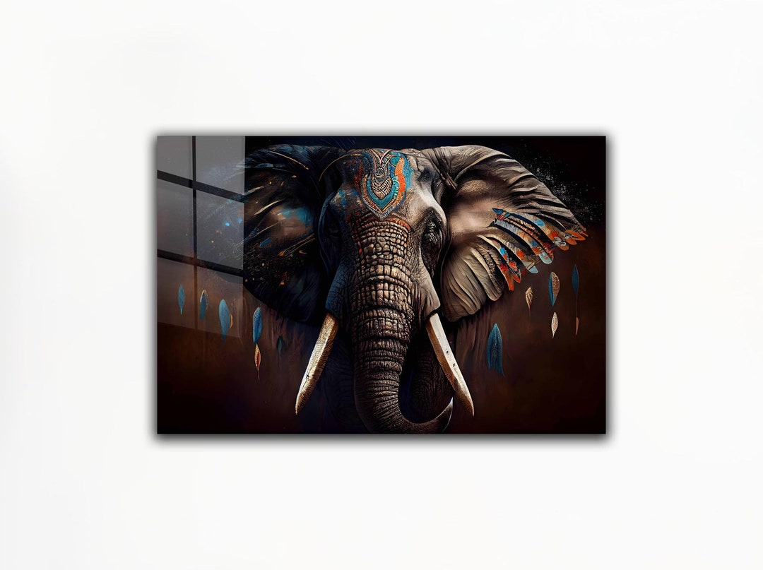 Indian Elephant Wall Art Tempered Glass Elephant Wall Etsy