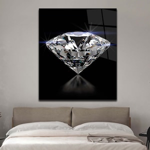 Diamond Tempered Glass Wall Art, Diamond Wall Art, Home Decor, Diamond  Decor, Wall Art, Extra Large Glass Wall Art, Diamond Home Decor 