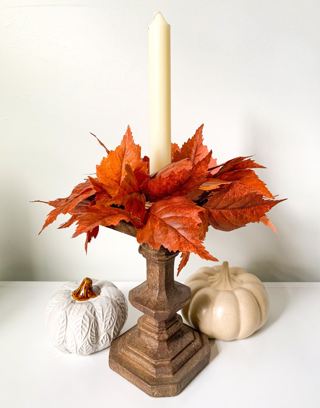 Fall Candle Wreath for Taper Candles Modern Farmhouse Fall Etsy