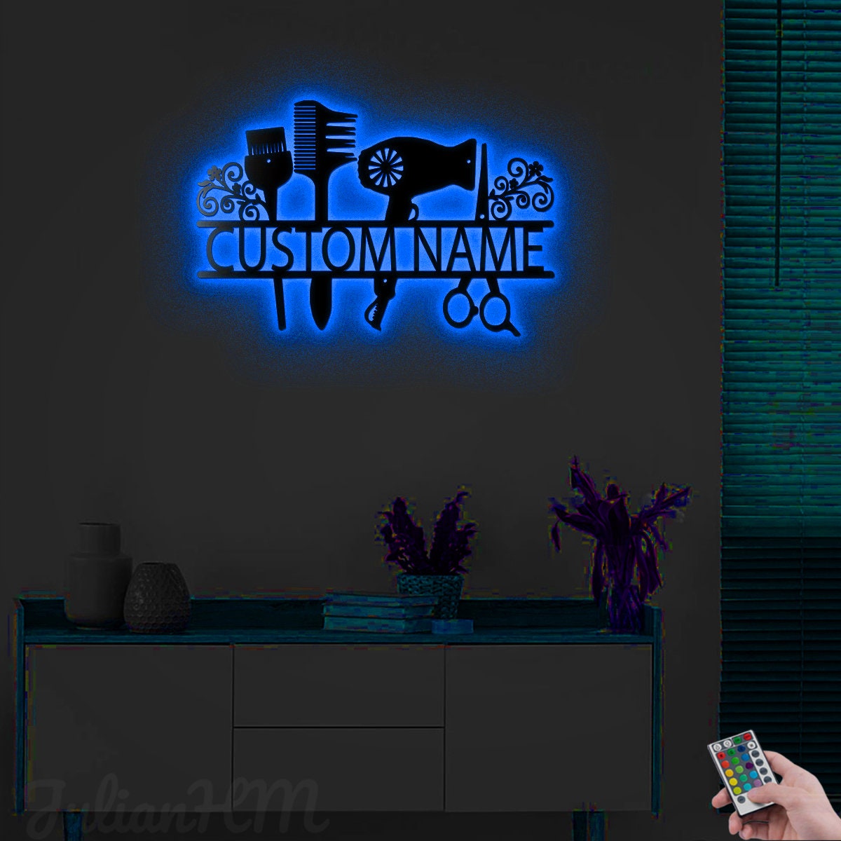 Personalized Hair Stylist V3 Metal Wall Decor With Led Lights Etsy