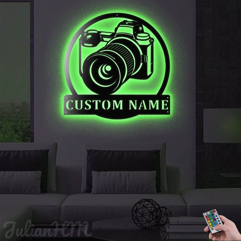 Custom Photographer Metal Wall Art With Led Lights Etsy