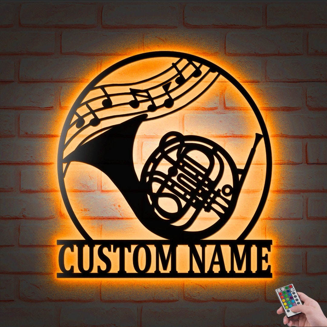 Custom French Horn Metal Wall Art Led Light Personalized Etsy Australia