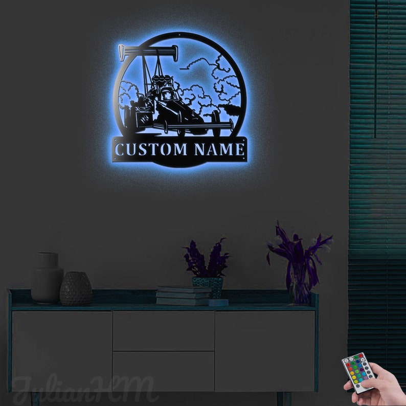 Draster Wall Design Inspiration Reference: Custom Top Fuel Dragster Metal Wall Art Decor With Led