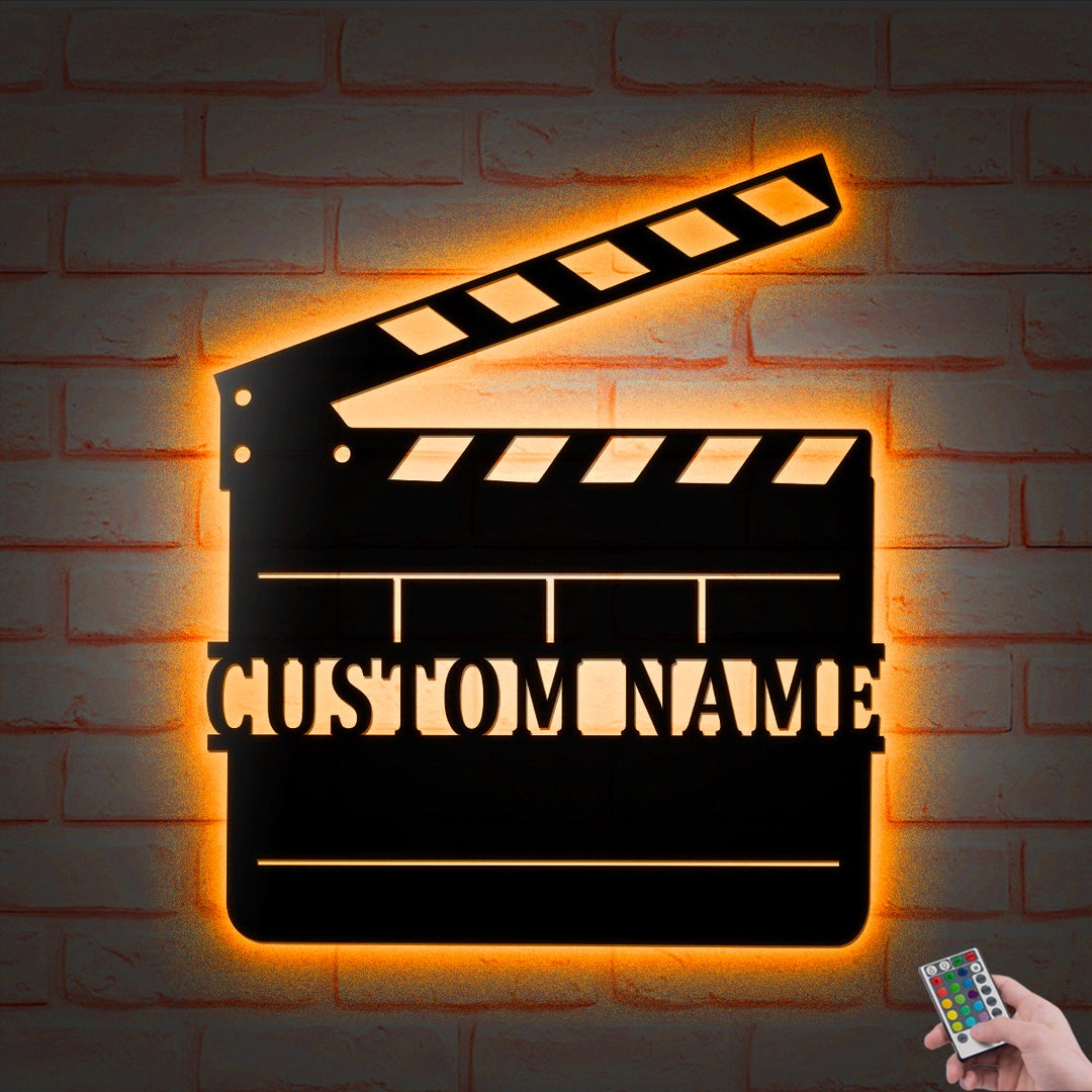 Custom Clapperboard Metal Wall Art With LED Light - Etsy