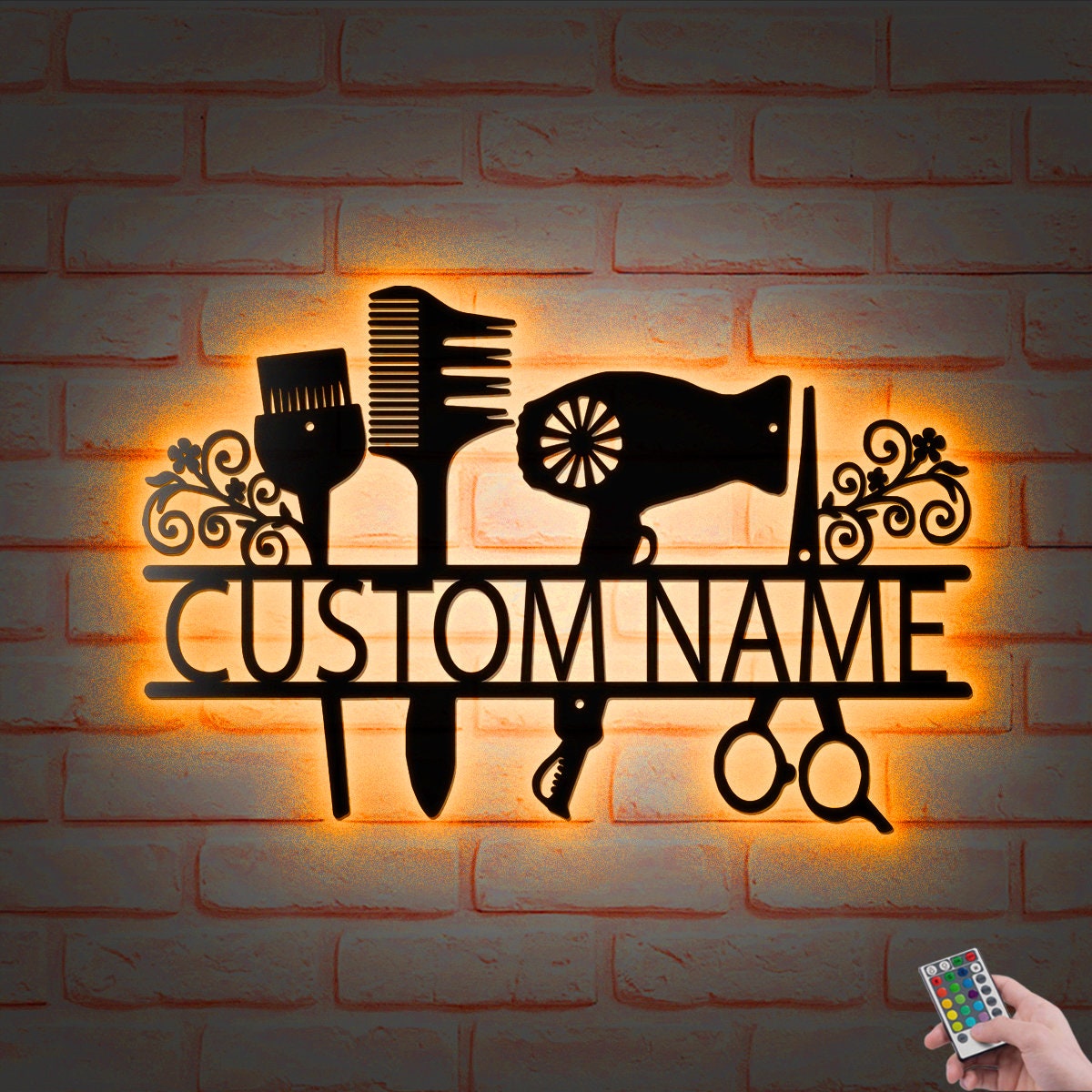 Personalized Hair Stylist V3 Metal Wall Decor With Led Lights Etsy