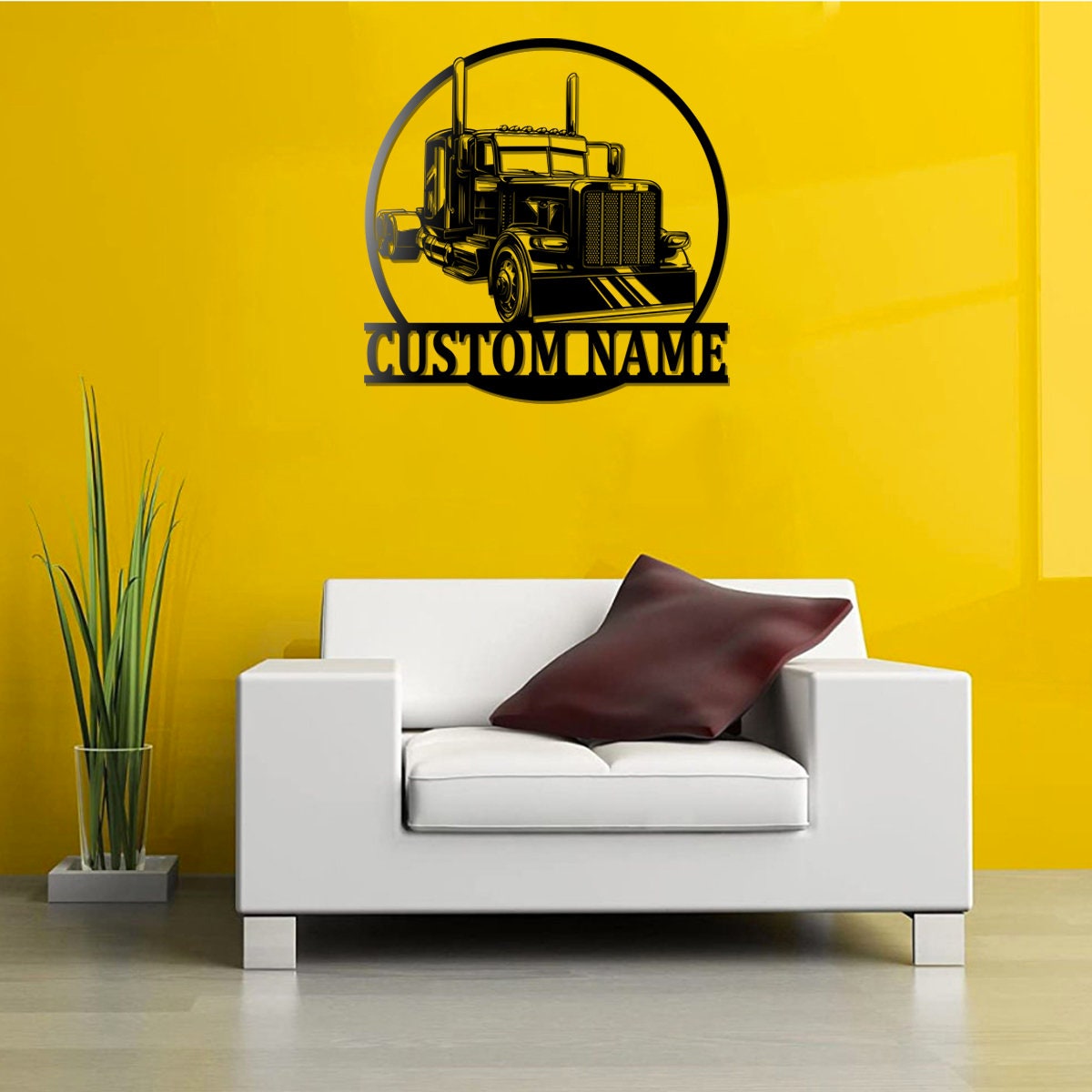 Custom Semi Truck Metal Wall Art Led Light Personalized Driver Etsy