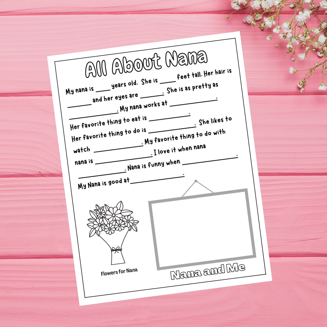 All About Nana Printable, Nana Interview, Nana Questionnaire, Mother's ...