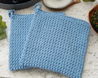 Potholders Set of 2, Double Thick Crochet Potholders, Crocheted Pot Holders, Kitchen Pot Holders, Crochet Hot Pads, Housewarming Gift