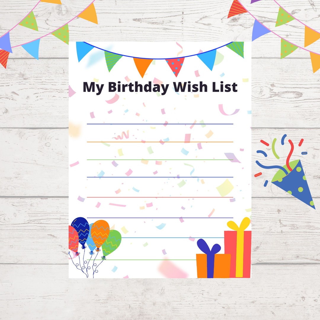 Birthday Wish List Printable birthday Wish List Birthday Gift List Etsy