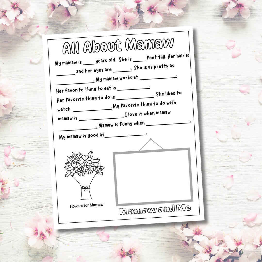 All About Mamaw Printable, Mother's Day Gift, Grandparents Day, Mamaw ...