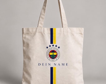 Personalisierte Fußball Tote Bag mit Wunschname | Stoffbeutel 38 × 42 cm | Geschenk für Fußballfans