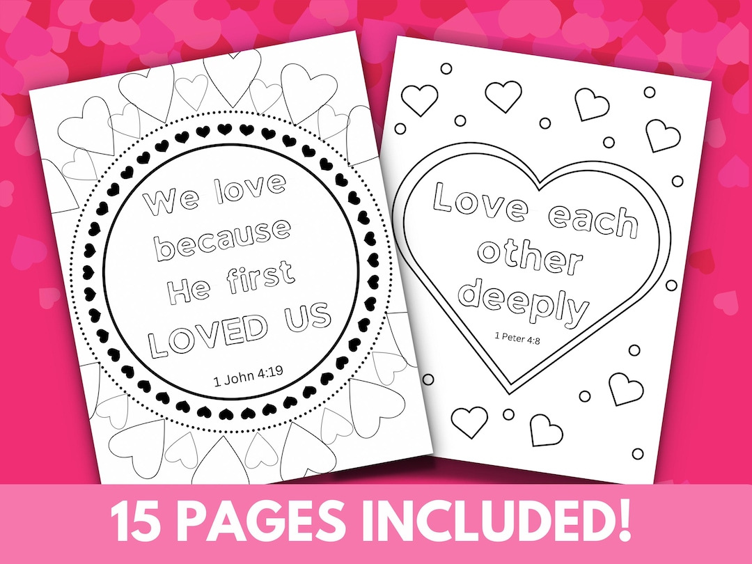 Valentines Day Scripture Coloring Pages Kids Adults, Valentines Day ...