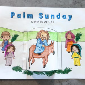 Palm Sunday Activity Kids, Lent Easter Story Activity Kids Holy Week, Scripture Coloring Pages, Holy Week Sunday School Craft