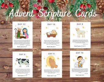 Advent Scripture Cards, Advent Calendar, Nativity Advent Calendar,  Kids Advent Cards, Scripture Advent Cards, Christmas, Bible Advent Cards
