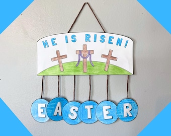 Páginas para colorear de la historia de Pascua, manualidades para niños, versículos bíblicos de Cuaresma cristiana de Semana Santa, manualidades para la escuela dominical, actividades para la educación en casa.