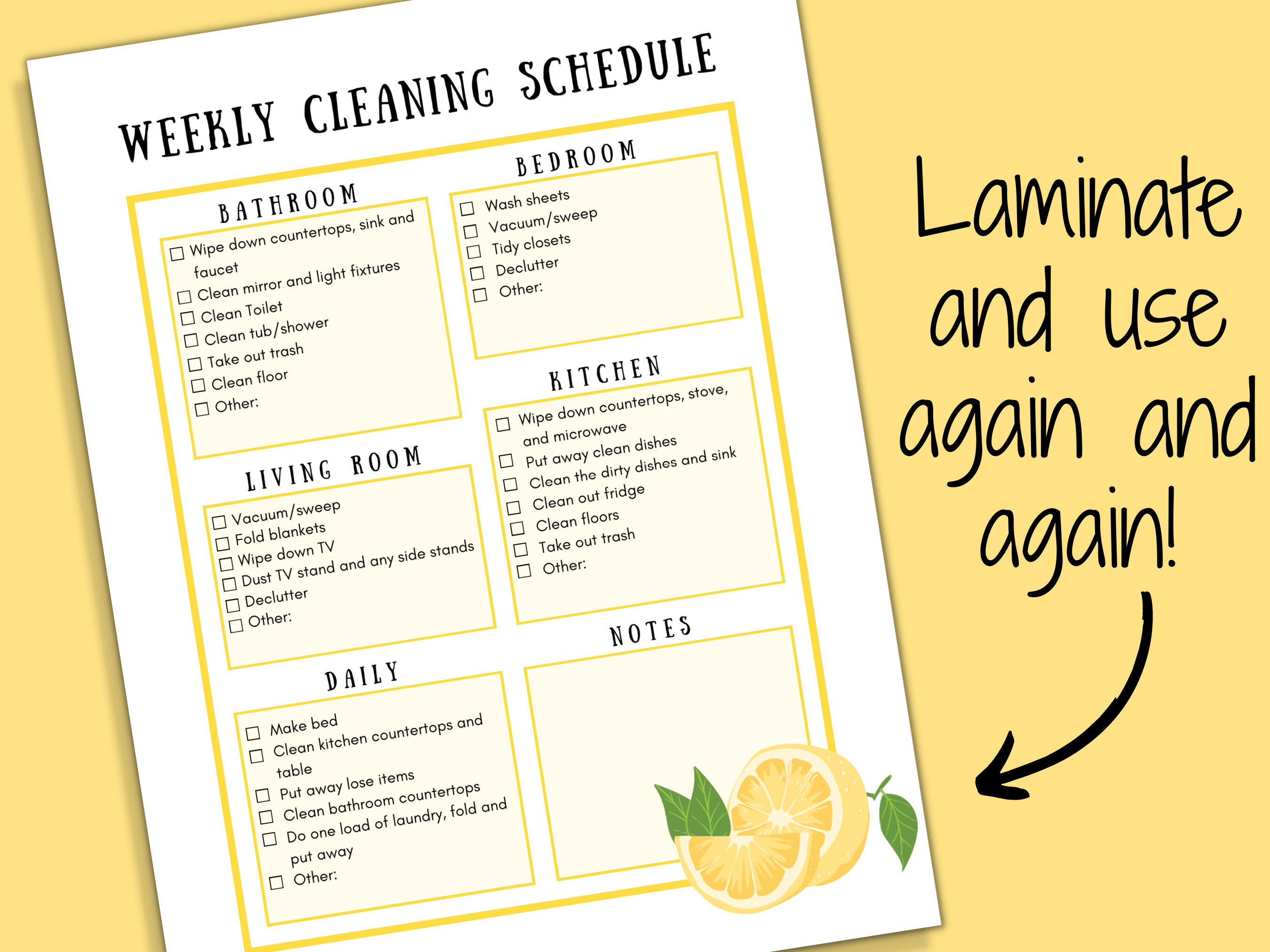 Cleaning Checklist PDF Weekly Cleaning Schedule Cleaning Etsy