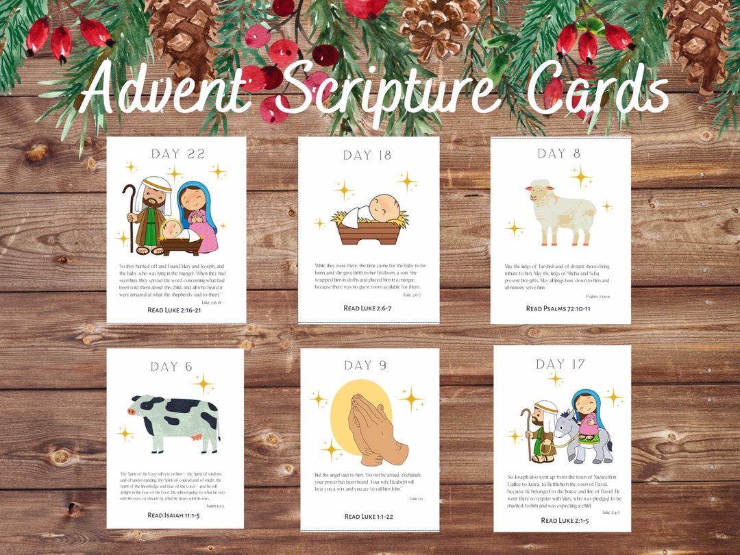 Advent Scripture Cards, Advent Calendar, Nativity Advent Calendar, Kids