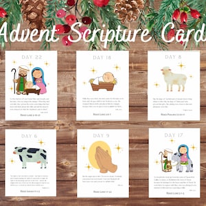 Advent Scripture Cards, Advent Calendar, Nativity Advent Calendar,  Kids Advent Cards, Scripture Advent Cards, Christmas, Bible Advent Cards