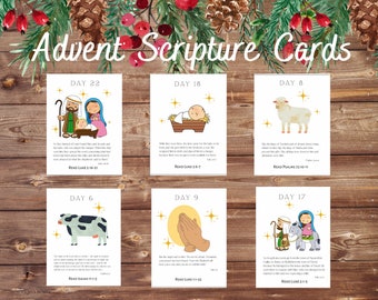 Advent Scripture Cards, Advent Calendar, Nativity Advent Calendar,  Kids Advent Cards, Scripture Advent Cards, Christmas, Bible Advent Cards