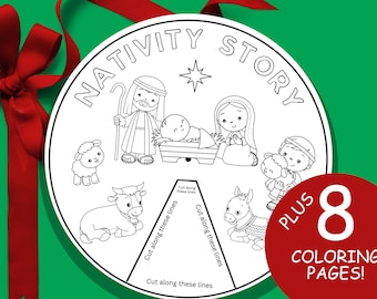 Christian Christmas Story Wheel Craft, Bible Verse Advent Kids Activity, Jesus Birth, Homeschool Sunday School