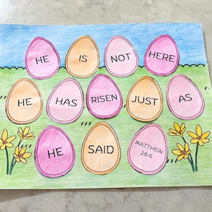 Easter Lent Activity Craft Kids, He Has Risen Jesus, Holy Week Printable, Scripture Coloring Pages, Sunday School Craft