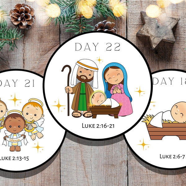 Advent Calendar Ornaments, Nativity Advent Kids Craft, Christian Christmas Bible Scripture, Homeschool Sunday School Activity