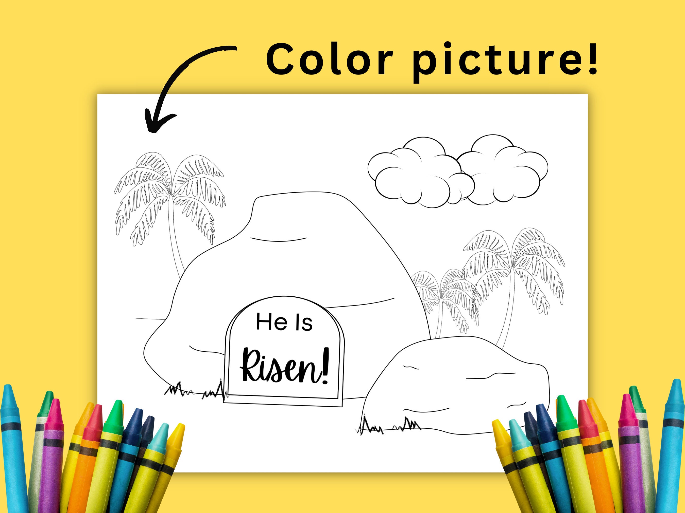 Easter Story Craft: He is Risen Coloring Page (digital Download) - Etsy