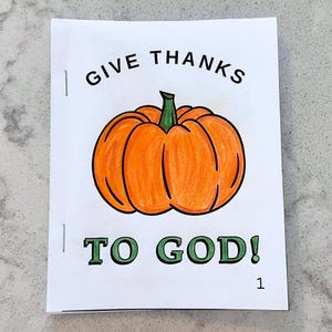 Christian Fall Thanksgiving Book Craft, Scripture Coloring Pages Kids Adults, Bible Verse, Homeschool Activity, Sunday School Craft